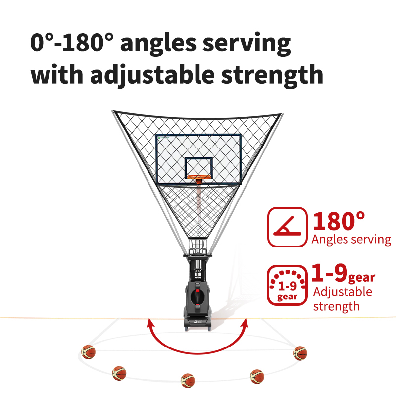 Máquina de entrenamiento de baloncesto de precisión con taladro horizontal de 60 posiciones y entrega giratoria K3